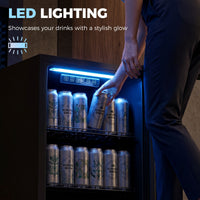 3.2 Cu.Ft Beverage Refrigerator, 139 Can Beverage Fridge Cooler with Double-Layer Glass Door