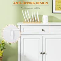 Modern Sideboard Cabinet, Buffet Cabinet with 2 Drawers and Adjustable Shelves, Buffets Tables for Dining Room, White