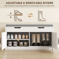 Shoe Storage Bench, Entryway Bench with 2-Tier Cabinet, Flip-Top Storage, Padded Cushion for Hallway, White