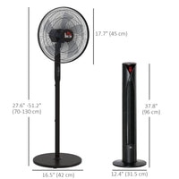 Tower Fan and 16" Pedestal Fan Set, with Remote Control, Height Adjustable, Tilted Head, Timer, Oscillating Standing Fan, Stand Floor Fans for Bedroom, Black