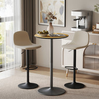 Round Table for 2, 40.2 Inch Bar Height Pub Table with Steel Frame, Non-Slip Base for Living Room, Kitchen, Natural Wood