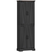 72" Pantry Cabinet, Farmhouse Freestanding Kitchen Storage Cabinet with Adjustable Shelves for Dining Room, Black