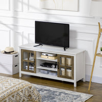 TV Stand for TVs up to 55 Inches, TV Cabinet with Adjustable Shelves and Cable Holes, TV Bench for Living Room, White