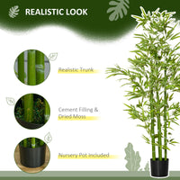 5FT Artificial Bamboo Tree Faux Decorative Plant in Nursery Pot for Indoor Décor