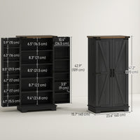 47" Kitchen Pantry Storage Cabinet, Farmhouse Kitchen Pantry Cabinet with Adjustable Shelves and Door Shelves, Black