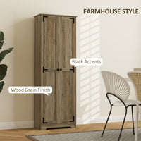 67" Farmhouse Pantry Cabinet with 2 Doors, Tall Storage Cabinet with Adjustable Shelves, Distressed Grey
