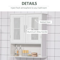 Modern Wall Mount Bathroom Cabinet, Storage Organizer with 2 Door Cabinet and Shelf, White