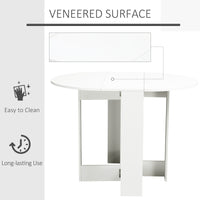 Folding Dining Table, 41" Drop Leaf Table for Small Spaces, Oval Foldable Table for Kitchen, Dining Room, White