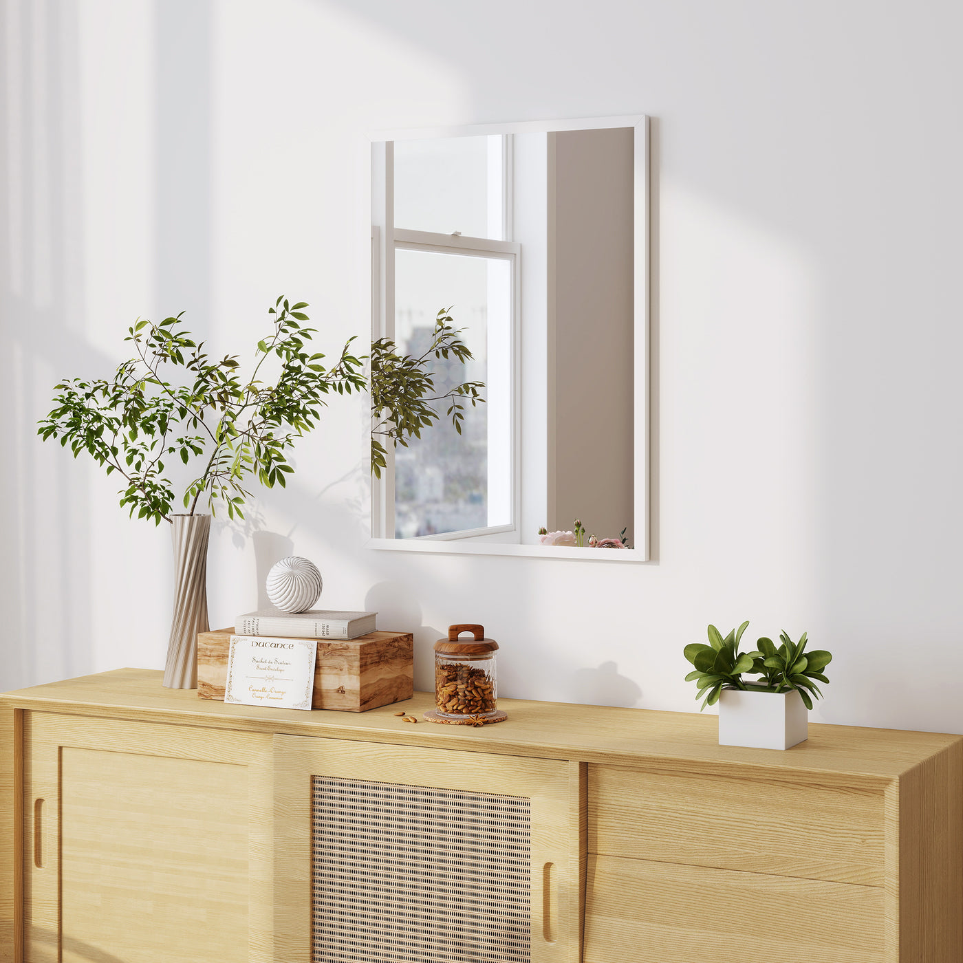 22" x 30" Bathroom Mirror for Wall, Rectangular Mirror for Living Room, Bedroom, Entryway, White