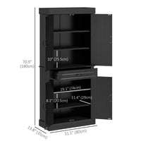 71" Freestanding Kitchen Pantry with 4 Doors and 2 Cabinets, Tall Storage Cabinet for Kitchen, Distressed Black