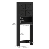 Over The Toilet Cabinet, Modern Bathroom Above Toilet Storage with Barn Doors and Open Shelf, Black
