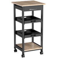 Kitchen Island Rolling Trolley Utility Serving Cart with Drawer Black