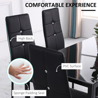 Set of 6 Button Tufted Back Side Chairs with Upholstered Seat, Steel Legs for Living Room, Kitchen, Bedroom, Black
