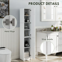 Freestanding Tall Bathroom Storage Cabinet with Adjustable Shelves, Bathroom Organizer, White Wood Grain