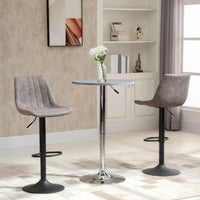 Adjustable Bar Stools Set of 2, Leathaire Swivel Barstools with Back and Footrest, Upholstered Bar Chairs for Kitchen, Dining Room, Home Pub, Grey