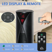 Freestanding Tower Fan Cooling for Home Bedroom with 3 Speed, 12h Timer, Oscillating, LED Sensor Panel, Remote Controller, Black