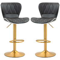 Counter Height Bar Stools Set of 2, Adjustable Height Bar Chairs with Swivel Seat, PU Leather Upholstery
