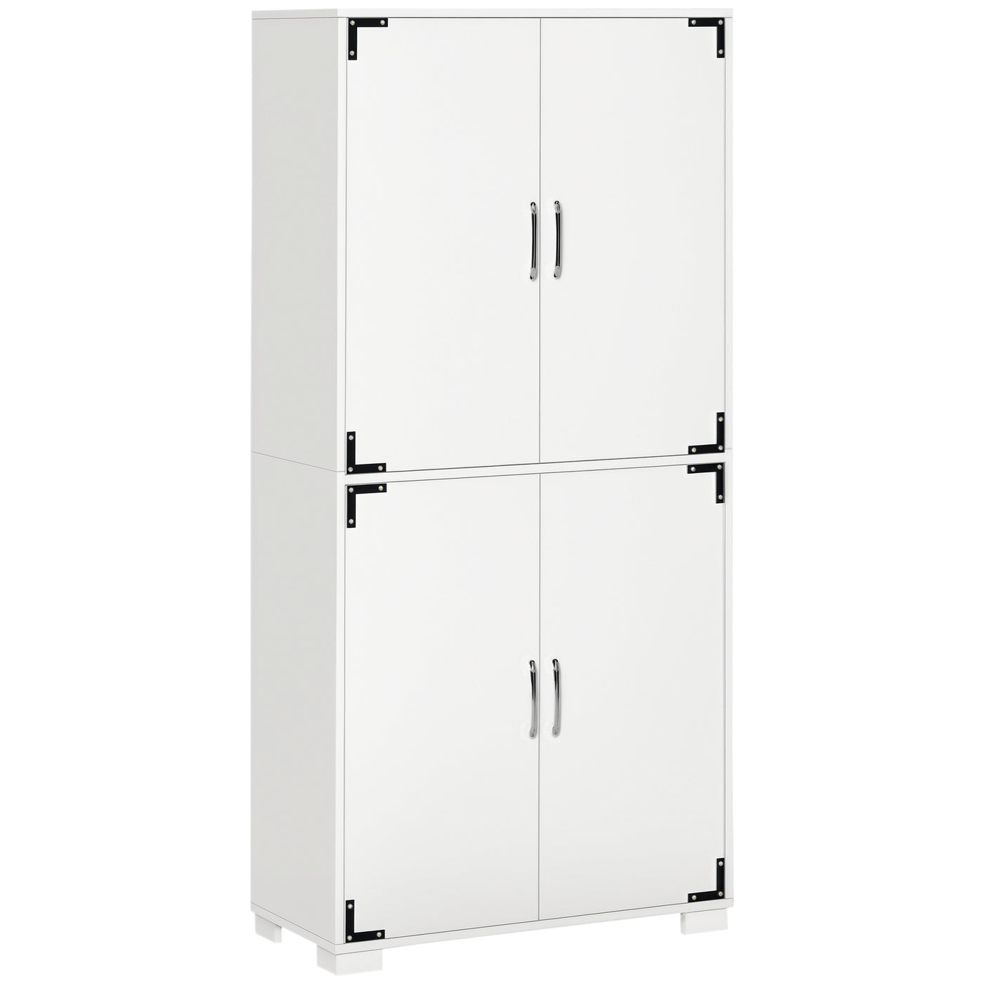 Farmhouse Kitchen Pantry Storage Cabinet with 4 Doors, Kitchen Cabinet with Shelves, White