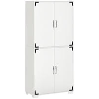 Farmhouse Kitchen Pantry Storage Cabinet with 4 Doors, Kitchen Cabinet with Shelves, White
