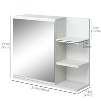 Bathroom Storage Cabinet with Mirror, Wall Mounted Medicine Cabinet with 3 Open Shelves and 2-tier Cupboard