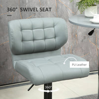 Swivel PU Leather Barstools Set of 2 Adjustable Bar Stools with Footrest Back for Kitchen Counter Dining Room Grey