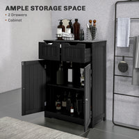 Bathroom Cabinet, Bathroom Storage Cabinet with 2 Drawers, Adjustable Shelf for Living Room, Entryway, Black
