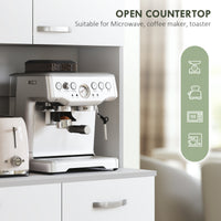 71" Modern Buffet with Hutch, Standing Kitchen Hutch with Storage Cabinets, Drawer, Open Space with Microwave Stand, White