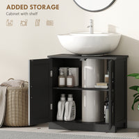 edestal Under Sink Cabinet, Bathroom Vanity Cabinet Storage with Double Doors and Adjustable Shelf, Black