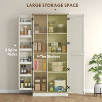 70" Tall Kitchen Pantry Cabinet with Door Shelves and Adjustable Shelves, Cream White