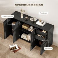 Kitchen Sideboard Storage Cabinet, Modern Coffee Bar Cabinet with Push-Open Design and 2 Drawers for Living Room, Black