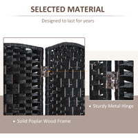 6ft Folding Room Divider, 6 Panel Wall Partition with Wooden Frame for Bedroom, Home Office, Black