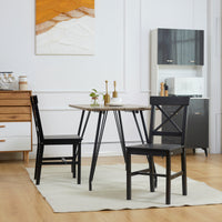 Wooden Dining Chairs Set of 2, Kitchen Chairs with Cross Back, Solid Structure for Living Room and Dining Room, Black