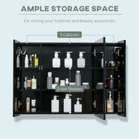 LED Medicine Cabinet with Mirror, Wall Mounted Bathroom Mirror Cabinet with Adjustable Shelves, High Gloss Black