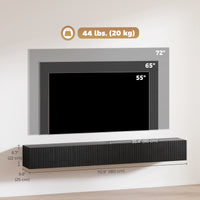 71" Floating TV Stand for TVs up to 72 Inch, Wall Mount Media Console with 2 Fluted Flip-Down Doors, Cable Hole, Black