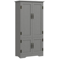 4-Door Storage Cabinet Multi-Storey Large Space Pantry with Adjustable Shelves Grey
