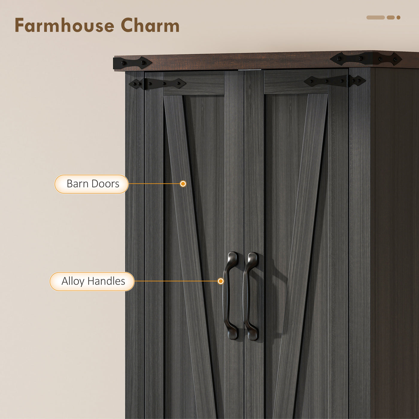 72" Pantry Cabinet, Farmhouse Freestanding Kitchen Storage Cabinet with Adjustable Shelves for Dining Room, Black