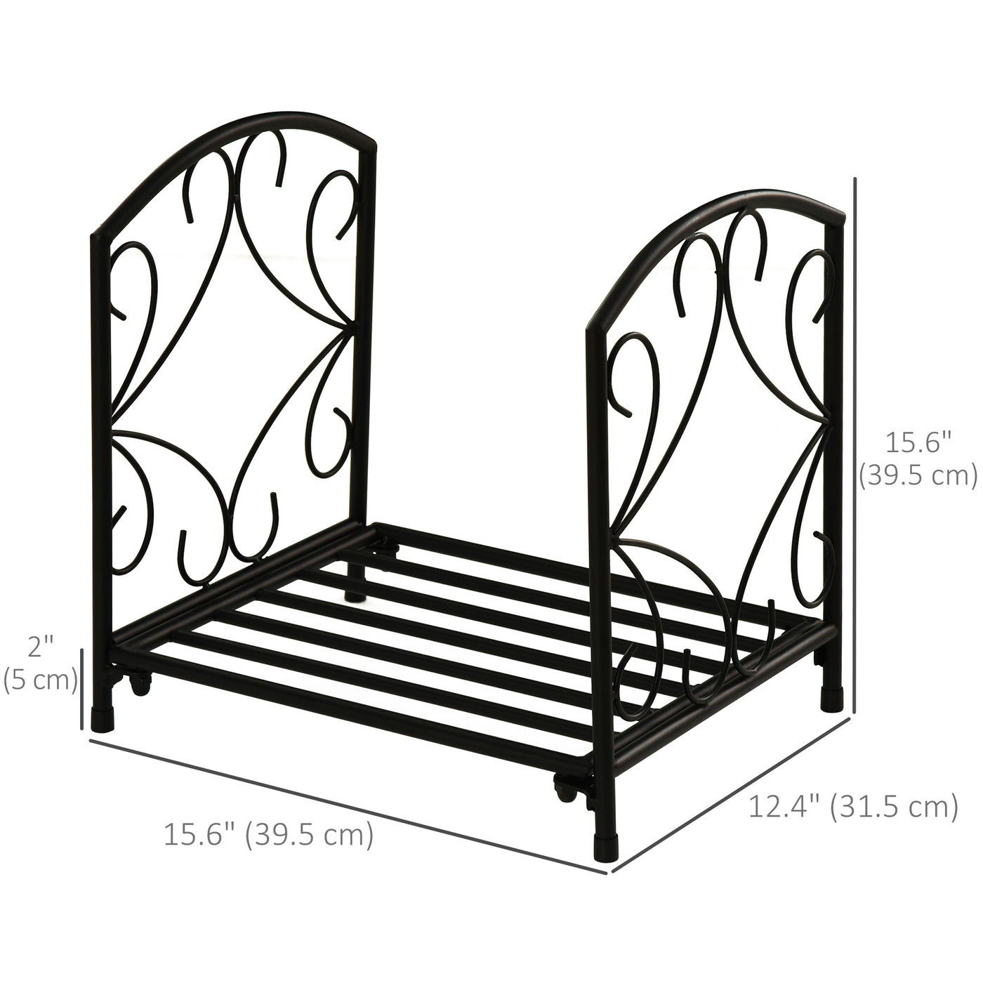 16" Heavy Duty Metal Fireplace Log Holder, Firewood Rack Outdoor for Fireplace Storage, Black