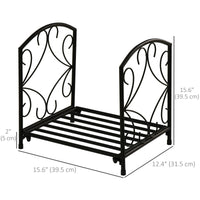 16" Heavy Duty Metal Fireplace Log Holder, Firewood Rack Outdoor for Fireplace Storage, Black