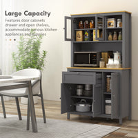 5-Door Kitchen Pantry Cabinet, Freestanding Storage Cabinet Cupboard with Adjustable Shelves, 71"