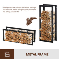 15.7" x 9.8" x 39.4" Firewood Rack Outdoor, Log Holder Fireplace Storage Rack with Handles and 220 lbs. Weight Capacity, Black