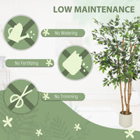 5FT Artificial Banyan Tree Set of 2, Fake Potted Tree with Solid Wood Trunk and Pot for Indoor