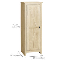 48" Farmhouse Kitchen Pantry Storage Cabinet with Barn Door, Kitchen Pantry Cabinet with Adjustable Shelves, Natural