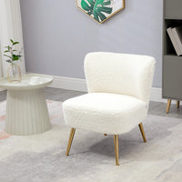 Lounge Chair for Bedroom Living Room Chair with Soft Upholstery and Gold Legs White