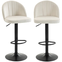Bar Stools Set of 2, Swivel Counter Height Barstools with Footrest, Cream White