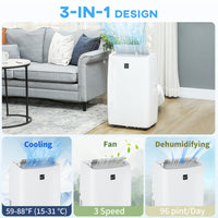 12000 BTU Portable Air Conditioner, AC Unit with Cool, Dehumidifier, Fan, 550 Sq. ft, 24H Timer On Off, Window Kit