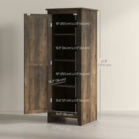 48" Farmhouse Kitchen Pantry Storage Cabinet with Barn Door, Kitchen Pantry Cabinet with Adjustable Shelves, Brown