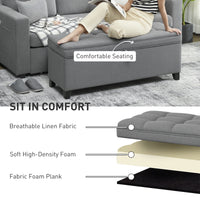 Storage Ottoman Bench, Foot Rest with Safety Hinges, 47 Inches Linen Storage Chest for Living Room, Dark Grey