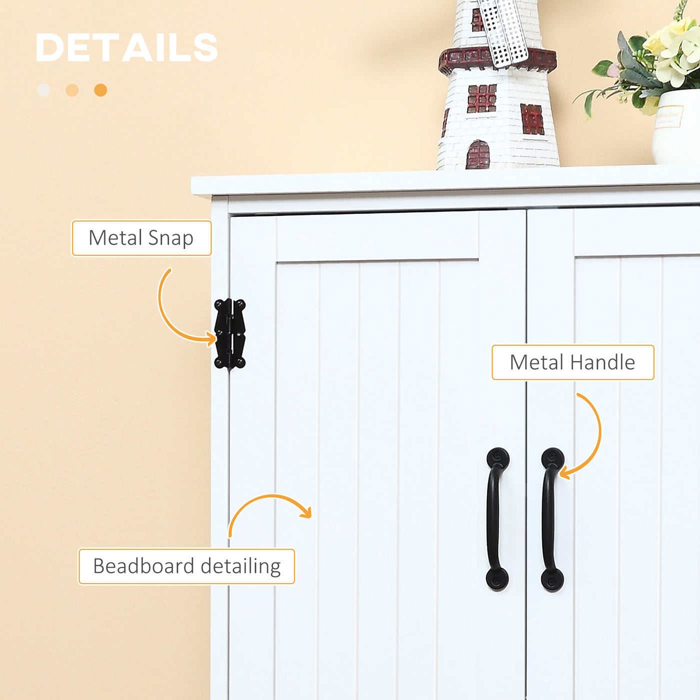 48" 4-Door Storage Cabinet Multi-Storey Large Space Pantry with Adjustable Shelves White