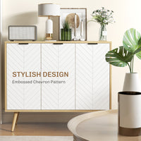 Modern Sideboard and Buffet, Dining Room Cabinet with Adjustable Shelves for Kitchen, Living Room, Natural