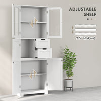 Tall Bathroom Storage Cabinet, Floor Bathroom Cabinet with Adjustable Shelves, for Kitchen, Living Room, White